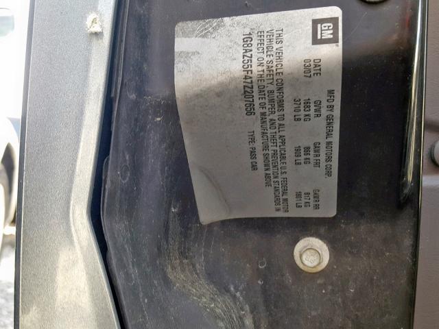 1G8AZ55F47Z207656 - 2007 SATURN ION LEVEL GRAY photo 10