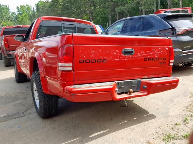 1D7FL16X83S143126 - 2003 DODGE DAKOTA SXT RED photo 3