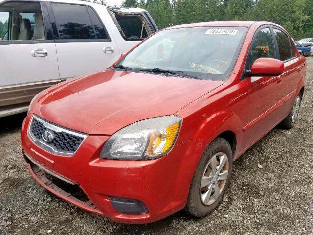 KNADH4A38A6650636 - 2010 KIA RIO LX RED photo 2