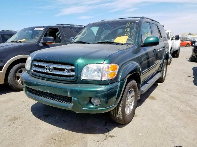 5TDBT48A21S016980 - 2001 TOYOTA SEQUOIA LI GREEN photo 2