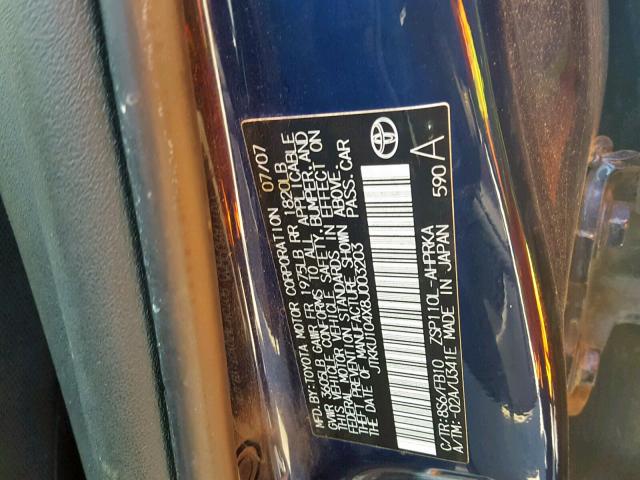 JTKKU104X8J003203 - 2008 TOYOTA SCION XD BLUE photo 10