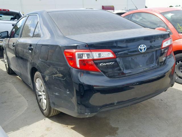 4T1BD1FK4EU106653 - 2014 TOYOTA CAMRY HYBR BLACK photo 3