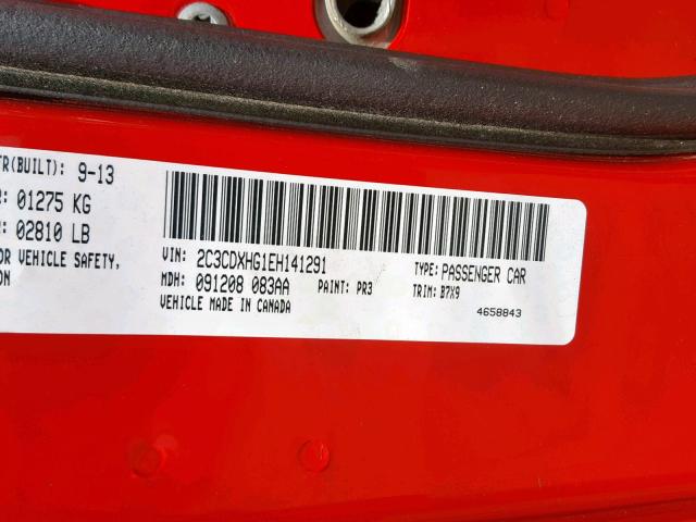 2C3CDXHG1EH141291 - 2014 DODGE CHARGER SX RED photo 10