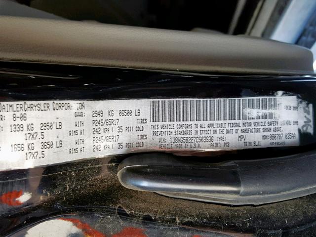 1J8HG58227C503936 - 2007 JEEP COMMANDER BLACK photo 10