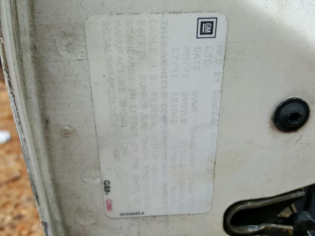 2G3AL54R4M2363536 - 1991 OLDSMOBILE CUTLASS CI 白色 照片 10