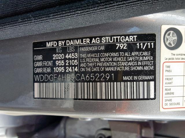 WDDGF4HB9CA652291 - 2012 MERCEDES-BENZ C 250 SILVER photo 10