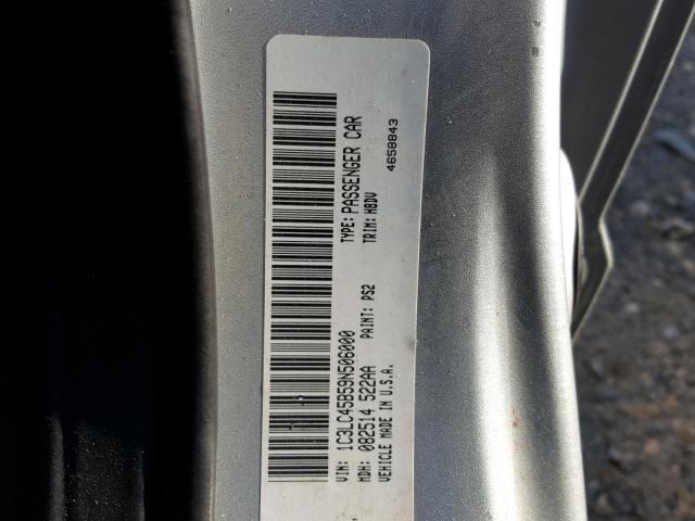 1C3LC45B59N506000 - 2009 CHRYSLER SEBRING LX SILVER photo 10