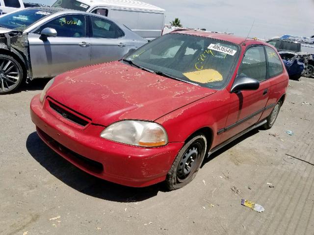 2HGEJ6348VH114269 - 1997 HONDA CIVIC DX RED photo 2