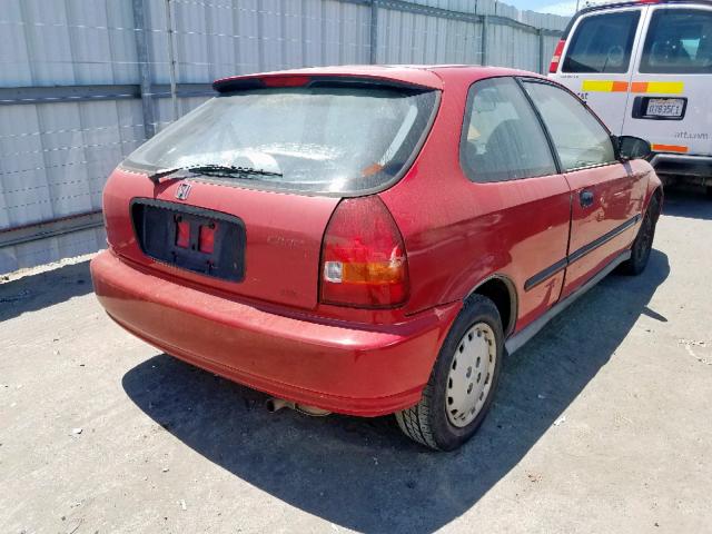 2HGEJ6348VH114269 - 1997 HONDA CIVIC DX RED photo 4