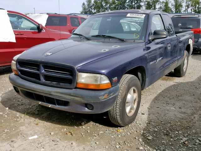 1B7GL22X2XS239172 - 1999 DODGE DAKOTA BLUE photo 2