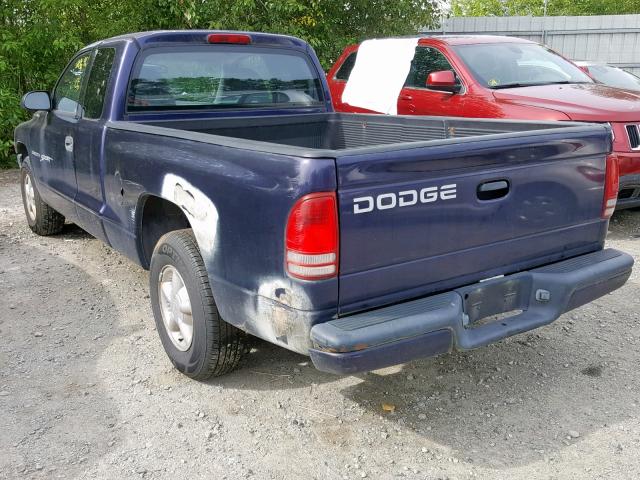 1B7GL22X2XS239172 - 1999 DODGE DAKOTA BLUE photo 3