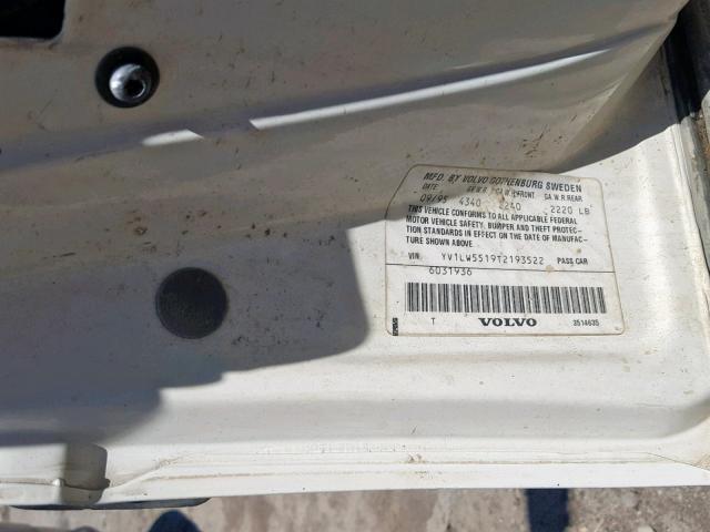 YV1LW5519T2193522 - 1996 VOLVO 850 BASE WHITE photo 10