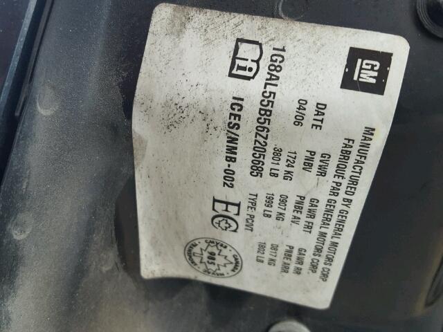 1G8AL55B56Z205685 - 2006 SATURN ION LEVEL BLACK photo 10