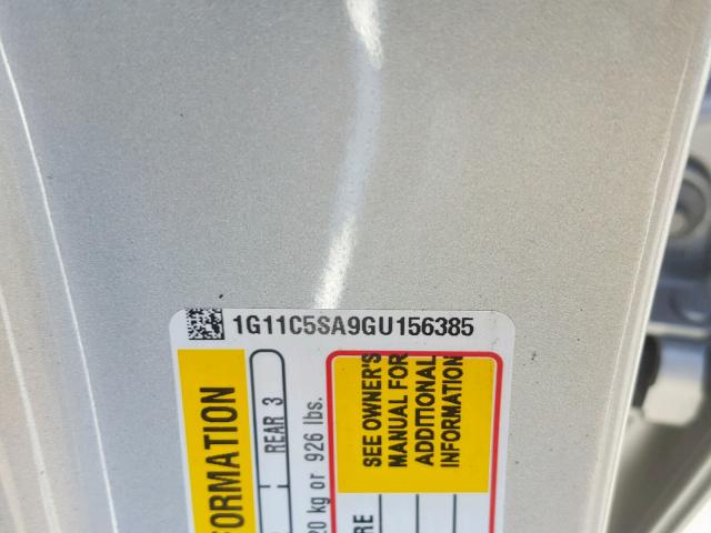 1G11C5SA9GU156385 - 2016 CHEVROLET MALIBU LIM SILVER photo 10