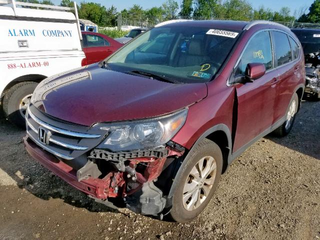 5J6RM4H74EL100185 - 2014 HONDA CR-V EXL MAROON photo 2