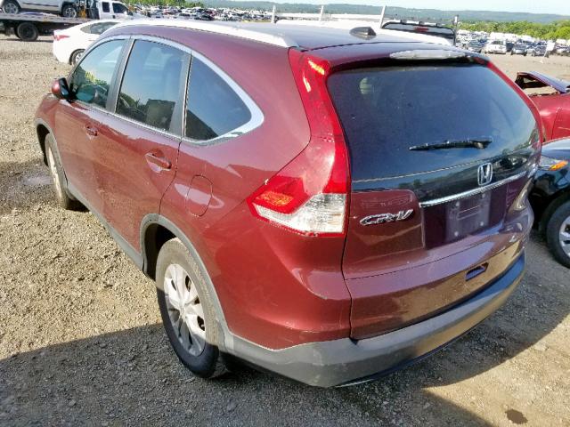 5J6RM4H74EL100185 - 2014 HONDA CR-V EXL MAROON photo 3