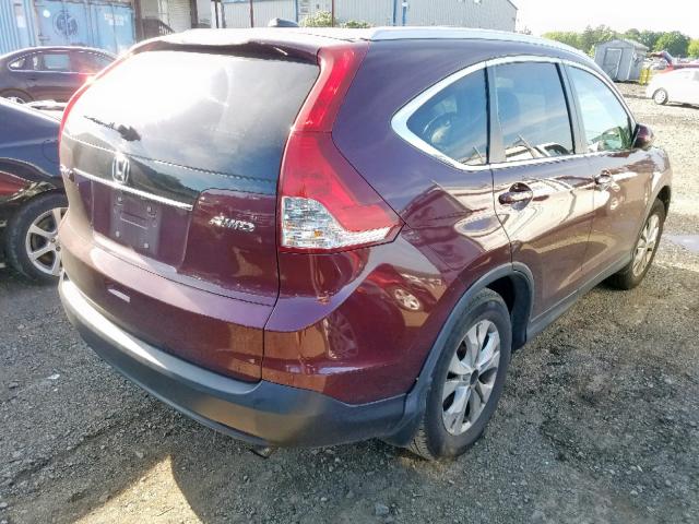 5J6RM4H74EL100185 - 2014 HONDA CR-V EXL MAROON photo 4