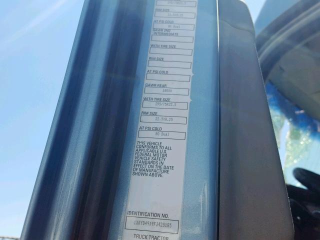 1XKYD49X9FJ428185 - 2015 KENWORTH CONSTRUCTI BLUE photo 10