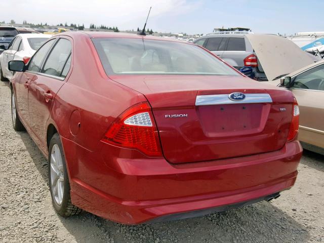 3FAHP0JA9CR238333 - 2012 FORD FUSION SEL RED photo 3