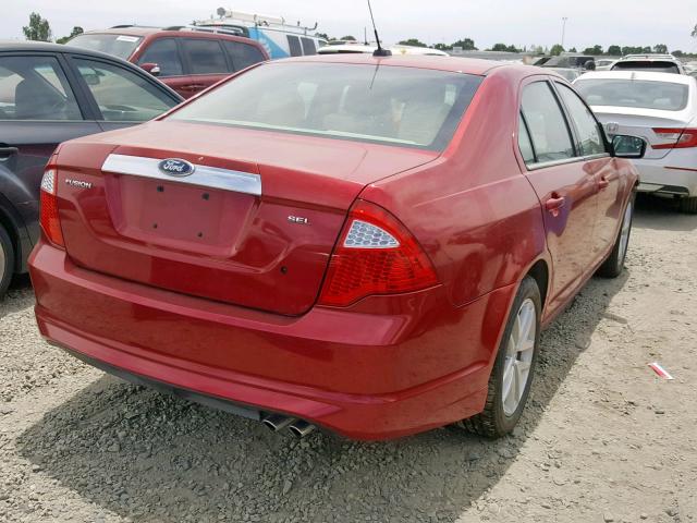 3FAHP0JA9CR238333 - 2012 FORD FUSION SEL RED photo 4