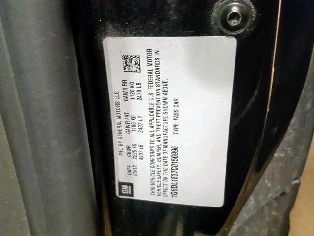 1G6DL1E37C0156996 - 2012 CADILLAC CTS PERFOR BLACK photo 10