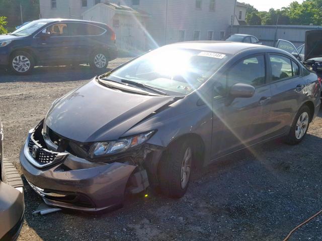 19XFB2F50FE121775 - 2015 HONDA CIVIC LX GRAY photo 2