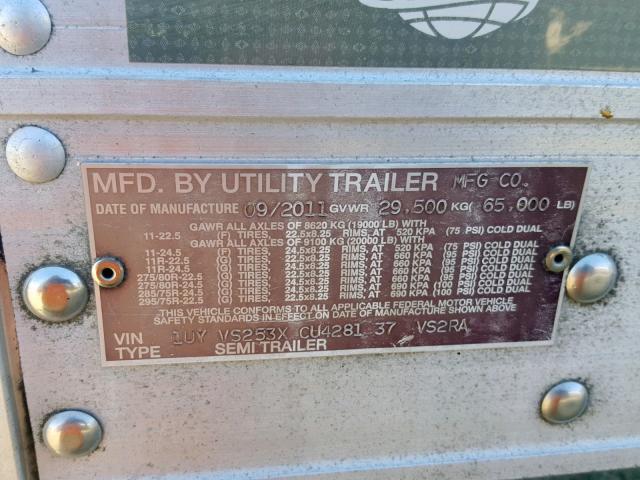 1UYVS253XCU428137 - 2012 UTILITY TRAILER WHITE photo 10