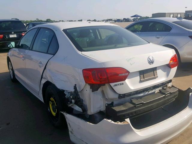 3VW2K7AJ1DM373082 - 2013 VOLKSWAGEN JETTA BASE WHITE photo 3