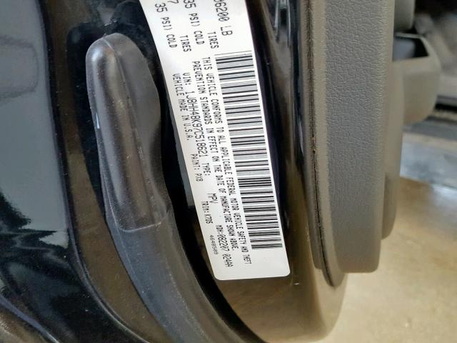 1J8HH48K97C518621 - 2007 JEEP COMMANDER BLACK photo 10