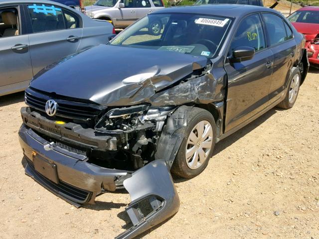 3VW2K7AJ9CM401841 - 2012 VOLKSWAGEN JETTA BASE GRAY photo 2