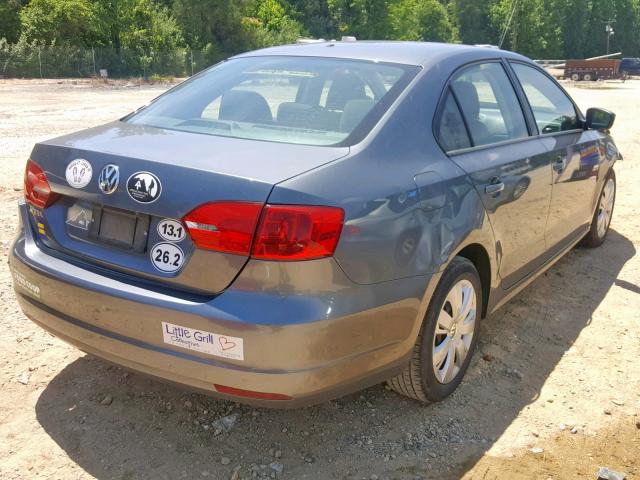 3VW2K7AJ9CM401841 - 2012 VOLKSWAGEN JETTA BASE GRAY photo 4