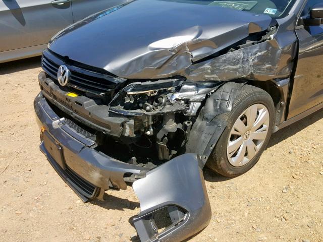 3VW2K7AJ9CM401841 - 2012 VOLKSWAGEN JETTA BASE GRAY photo 9