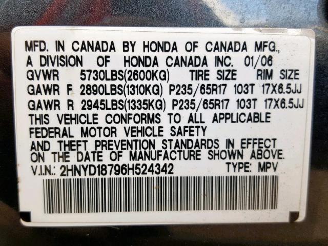 2HNYD18796H524342 - 2006 ACURA MDX TOURIN GREEN photo 10