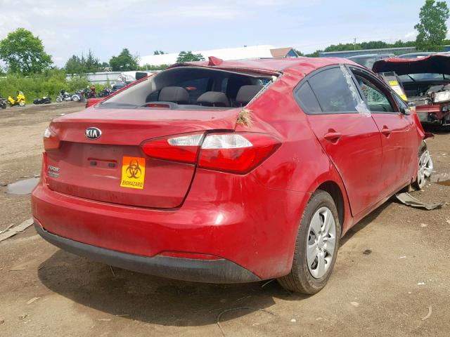 KNAFK4A66G5445612 - 2016 KIA FORTE LX RED photo 4