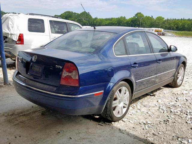 WVWAD63B55E078311 - 2005 VOLKSWAGEN PASSAT GLS BLUE photo 4