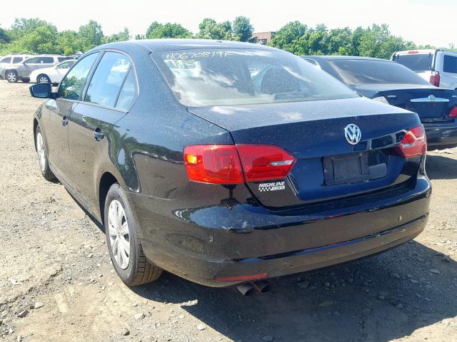 3VW2K7AJ8EM367362 - 2014 VOLKSWAGEN JETTA BASE BLACK photo 3