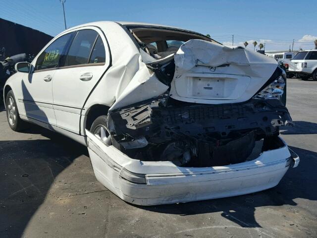 WDBRF61J04A632169 - 2004 MERCEDES-BENZ C 240 WHITE photo 3