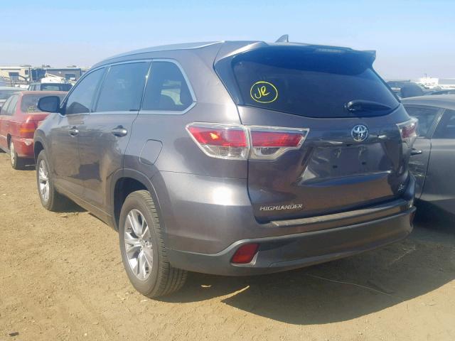 5TDKKRFH6FS066885 - 2015 TOYOTA HIGHLANDER GRAY photo 3