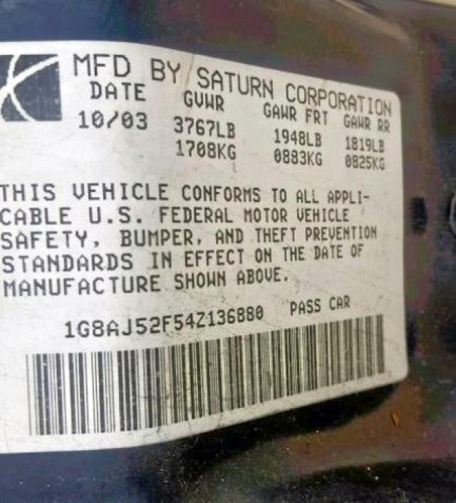 1G8AJ52F54Z136880 - 2004 SATURN ION LEVEL BLACK photo 10