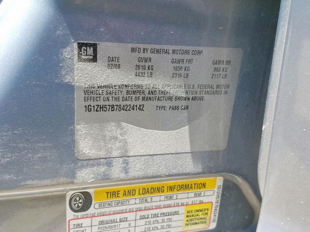 1G1ZH57B784224142 - 2008 CHEVROLET MALIBU 1LT 蓝色 照片 10