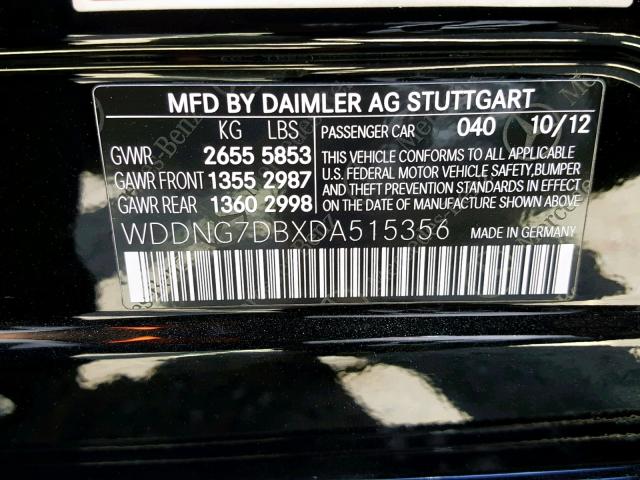 WDDNG7DBXDA515356 - 2013 MERCEDES-BENZ S 550 BLACK photo 10