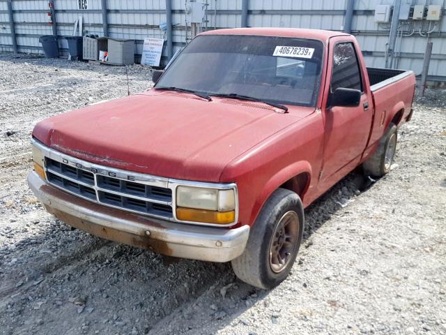 1B7FL26XXNS599048 - 1992 DODGE DAKOTA RED photo 2