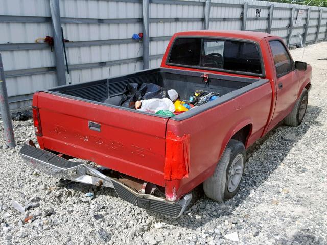 1B7FL26XXNS599048 - 1992 DODGE DAKOTA RED photo 4