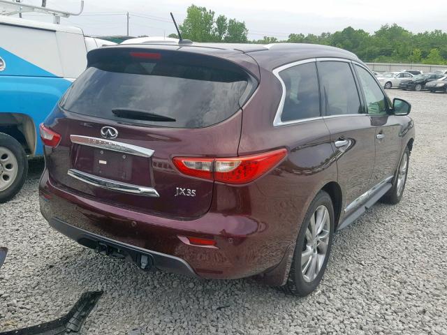 5N1AL0MN6DC328721 - 2013 INFINITI JX35 MAROON photo 4