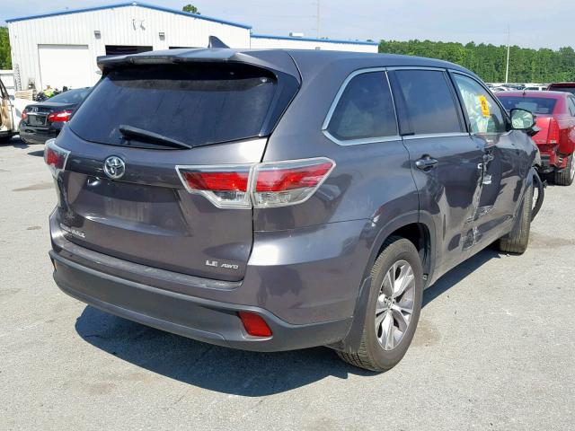 5TDBKRFH0GS287349 - 2016 TOYOTA HIGHLANDER CHARCOAL photo 4