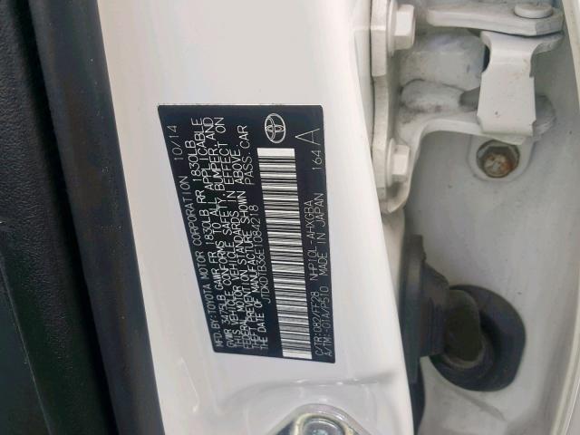 JTDKDTB36E1084218 - 2014 TOYOTA PRIUS C WHITE photo 10