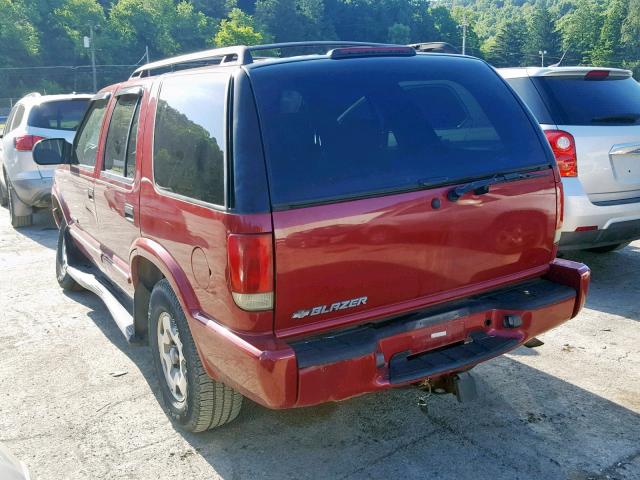 1GNDT13XX4K111504 - 2004 CHEVROLET BLAZER MAROON photo 3