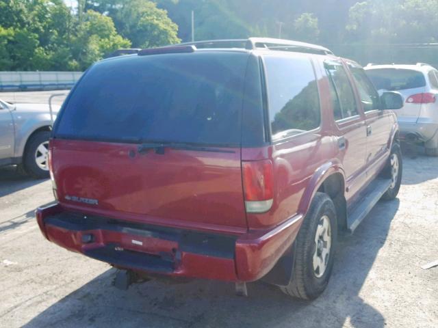 1GNDT13XX4K111504 - 2004 CHEVROLET BLAZER MAROON photo 4