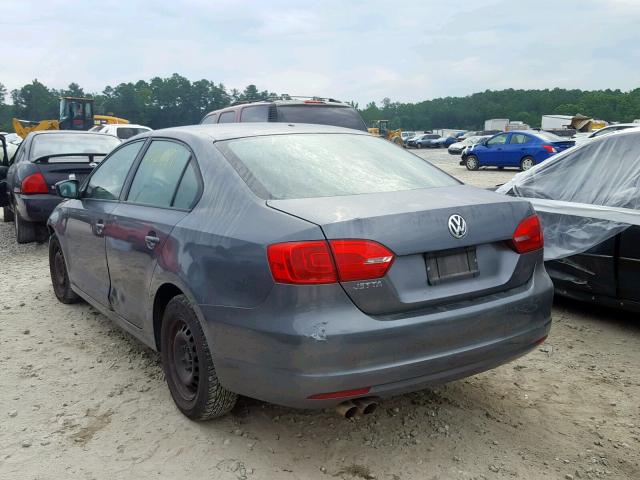 3VW2K7AJ3CM367458 - 2012 VOLKSWAGEN JETTA BASE GRAY photo 3