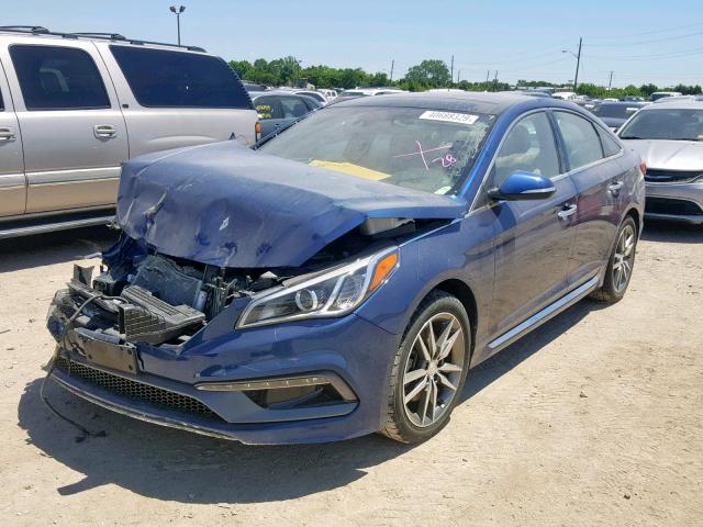 5NPE34AB4FH074621 - 2015 HYUNDAI SONATA SPO BLUE photo 2